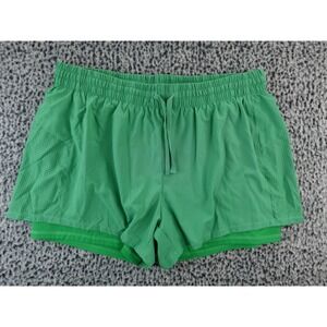 PINSPARK‎ Green Perforated Athletic Shorts Double Layer Built-in Liner XXXL